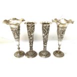 Pair of Burmese Silver 15cm vases each 15cm. Total weight 163g (not weighted) together with a Pair