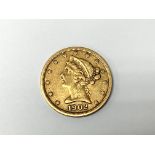 1902 San Francisco Half eagle gold coin. (A)