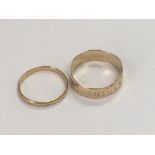 A 22ct gold ring 1.5 grams and a 18 ct gold ring 2