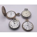 Two gold plated pocket watches and two silver case