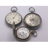 A silver cased key wind pocket watch a Swiss pocke