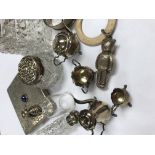 A collection of silver including miniature tea set