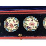 A cased set of silver sterling and enamel Art Nouv