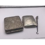 A silver cased cigarette box. Birmingham hallmarks