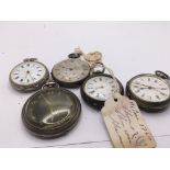 A collection of five pocket watches including ladi