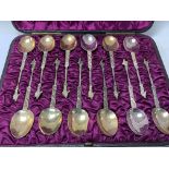 A cased set of 12 continental silver apostle spoon