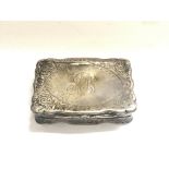 A silver snuff box. 70.42g and 6.5cm by 4.5.