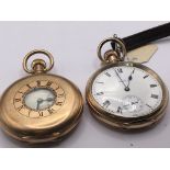 A gold plated Waltham button wind pocket watch see