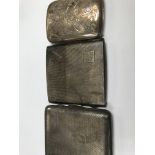 Two silver cigarette cases (weight 155grams) together with one silver plated cigarette case