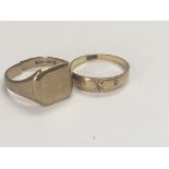 Two 9 ct gold rings 5 grams.