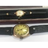 A ladies gold Rolex Tudor watch and a gents gold w