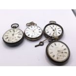 Four silver cased key wind pocket watches for spar