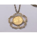 A Victorian full Sovereign in a 9carat gold folate