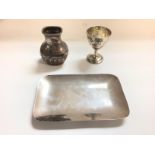 A collection of hallmarked silver items including