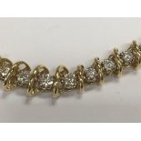 A 14 k gold necklace inset with 96 diamonds 5ct ap