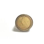 A 1893 full sovereign ring. Total weight 13.42g an