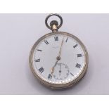 A 9carat gold button wind pocket watch with gold i