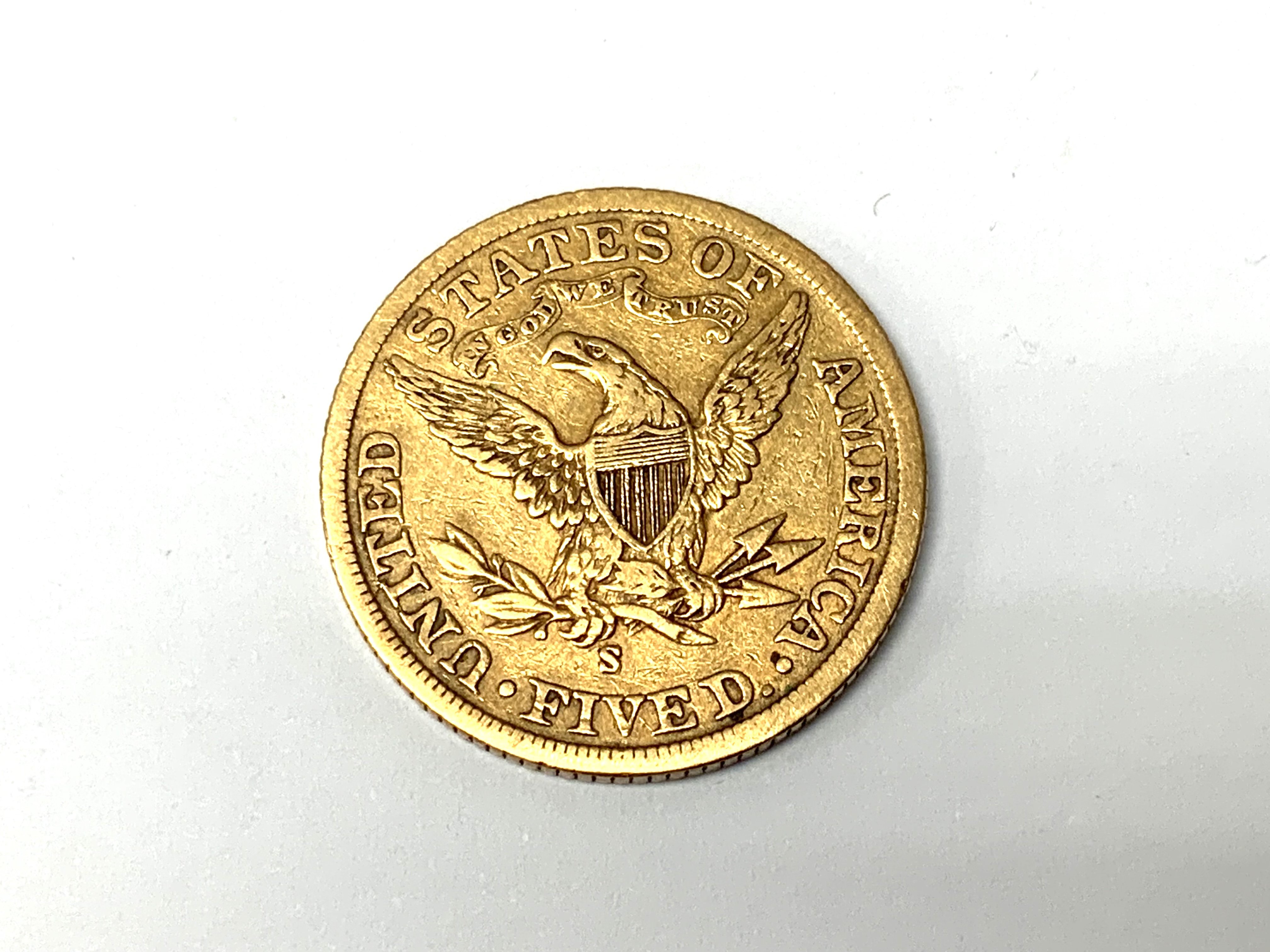 1902 San Francisco Half eagle gold coin. (A) - Image 2 of 2