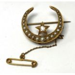 A Victorian 18ct gold Crescent and star brooch ins