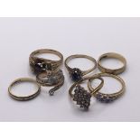 A collection of 9carat gold rings set with tanzani