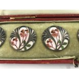 A cased set of six silver sterling and enamel Art