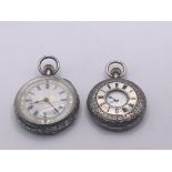 Two Continental silver cased watches a ladies half