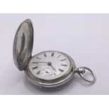 A silver cased hunter pocket watch key wind Birmin