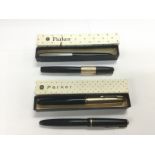 Four collectable pens comprising two Parker 51s, a
