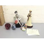 A collection of ceramic figures including a limited edition Capo-Di-Monte Genevieve figurine,