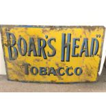 Boars head tobacco enamel sign, 91x56cm approximat