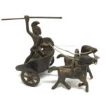 A small bronze chariot figure, approximately 9cm t
