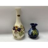 2 Moorcroft pottery vases, 27cm/13cm. (D).