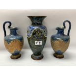 3 Royal Doulton Stoneware pottery vase together wi