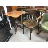 An oak framed chair and an occasional table (2). S