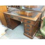 A Victorian mahogany pedestal desk, approx 120cm x