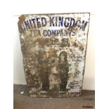Vintage United Kingdom Tea Company enamel sign, 60