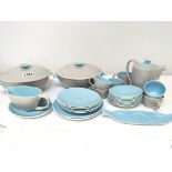 A collection of Poole pottery ceramics tureens pla