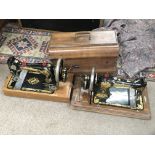 Two vintage Singer sewing machines , one cased