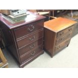 A reproduction mahogany two drawer cabinet and a s