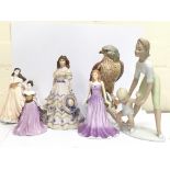 A collection of ceramic figures including Royal Do