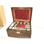 19th century Rosewood toilet box with silver plate