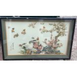 A large oriental framed Mother of Pearl and shell