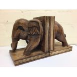 Carved wooden Elephant book ends. Postage cat C
