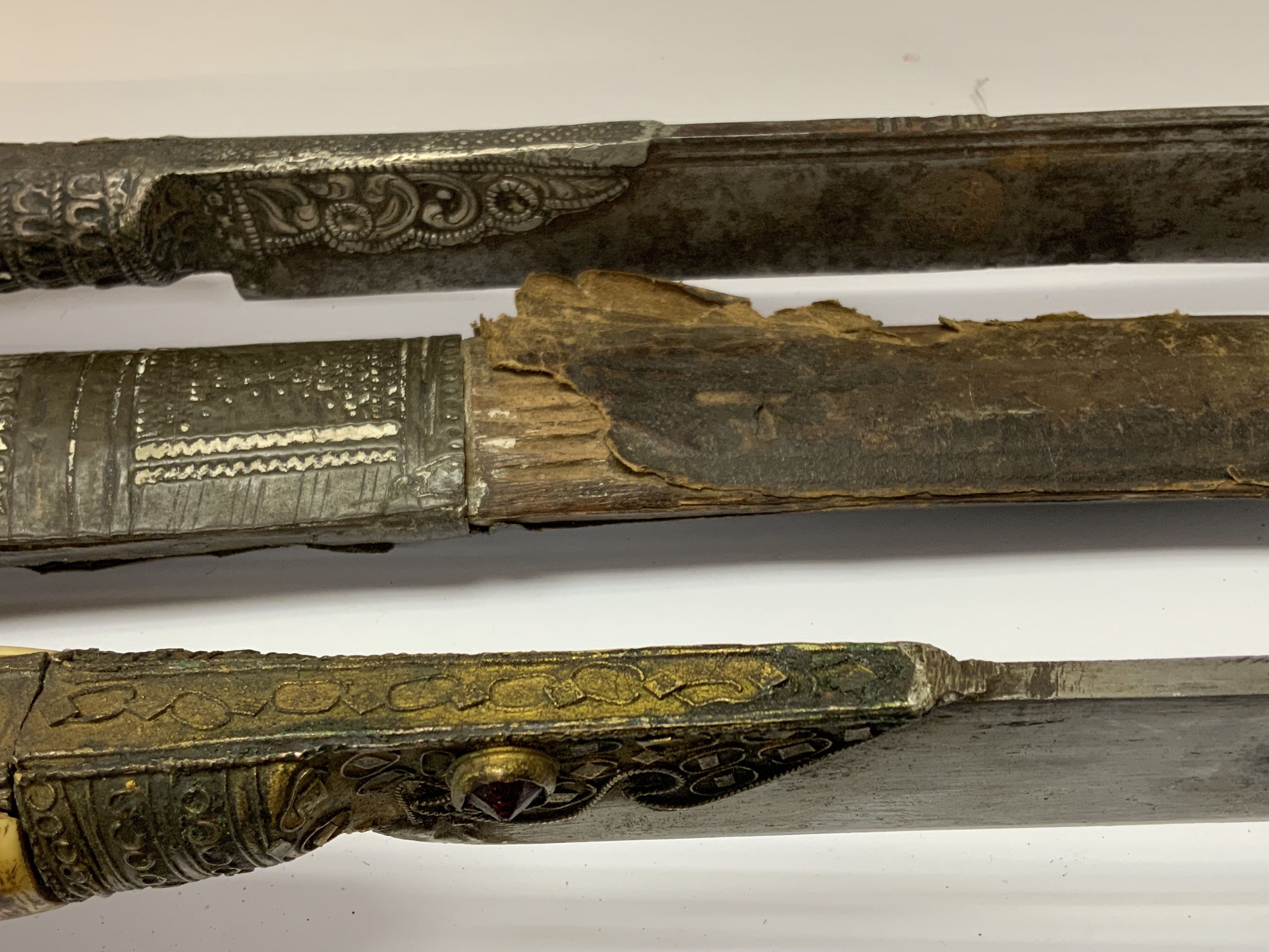 A pair of Islamic bone and coral set swords with s - Image 2 of 2
