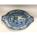 A Victorian blue and white transfer printed dish d