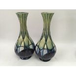 A pair of Moorcroft tube lined geometric vases dec