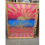 Three framed and glazed psychedelic posters compri