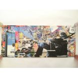 A Mr Brainwash poster depicting a man seated in a