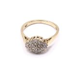 9ct gold diamond cluster ring. Ring size L. Approx