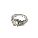 A platinum 1.05ct emerald cut diamond ring surmoun